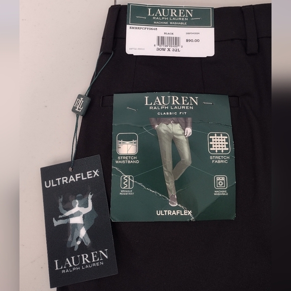 NWT Lauren Ralph Lauren Black Classic Stretch Tailored Fit Dress Pants Sz30W×32L - Picture 5 of 15